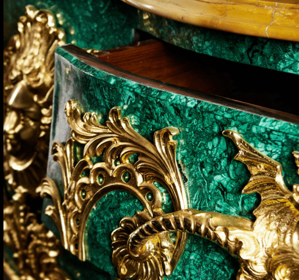 Royal Luxury gold plated malachite chest cabinet - Image 2