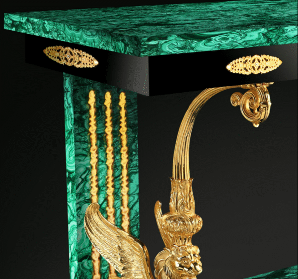 Royal Luxury Gold Malachite Console Table - Image 6