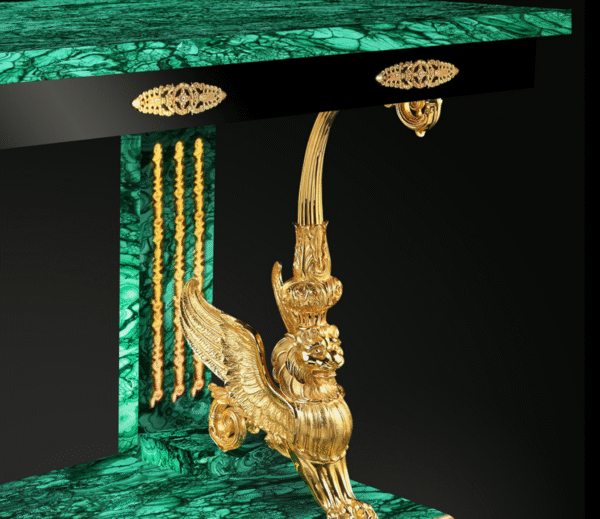 Royal Luxury Gold Malachite Console Table - Image 5