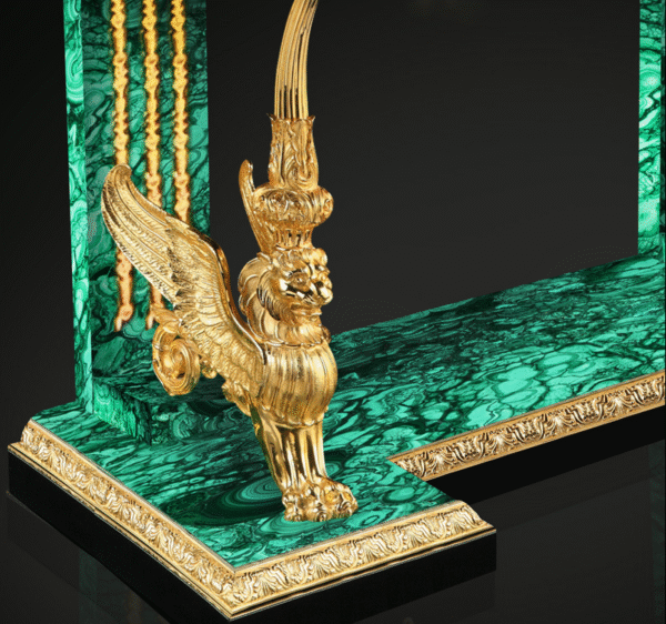 Royal Luxury Gold Malachite Console Table - Image 4