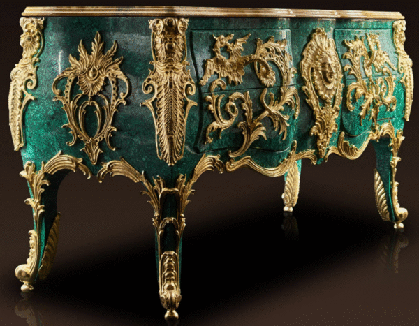 Royal Luxury gold plated malachite chest cabinet