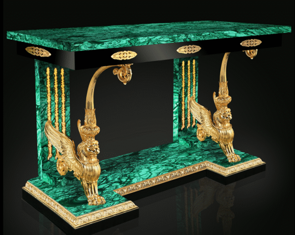 Royal Luxury Gold Malachite Console Table - Image 2
