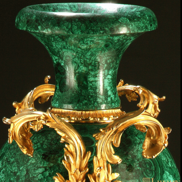 Royal Luxury Gold Malachite Tall Vase - Image 4