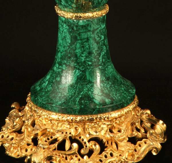 Royal Luxury Gold Malachite Tall Vase - Image 2